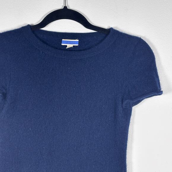 J. Crew Navy Blue Cashmere T-Shirt Sweater Short Sleeve Size XS Pre-Loved - Picture 3 of 14